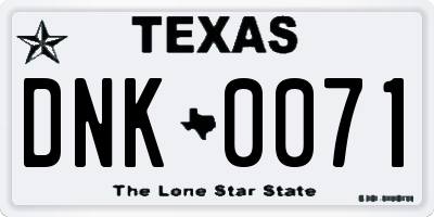 TX license plate DNK0071