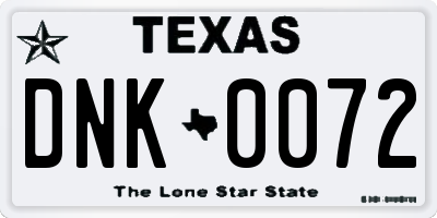 TX license plate DNK0072