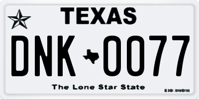 TX license plate DNK0077