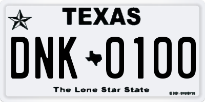 TX license plate DNK0100