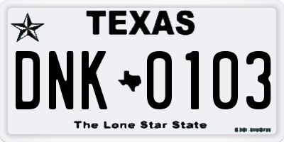 TX license plate DNK0103