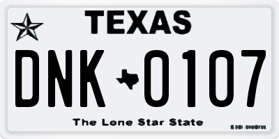 TX license plate DNK0107