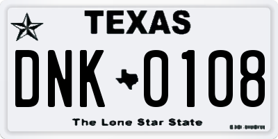 TX license plate DNK0108