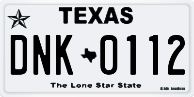 TX license plate DNK0112