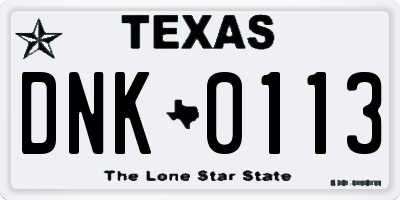TX license plate DNK0113