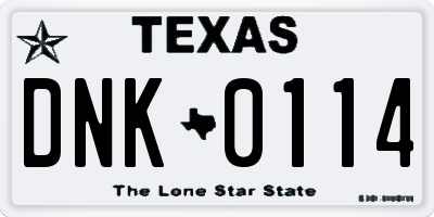 TX license plate DNK0114