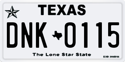TX license plate DNK0115