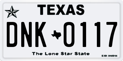 TX license plate DNK0117