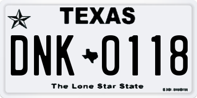 TX license plate DNK0118