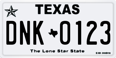 TX license plate DNK0123