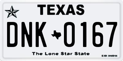 TX license plate DNK0167