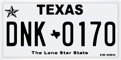 TX license plate DNK0170