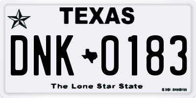 TX license plate DNK0183