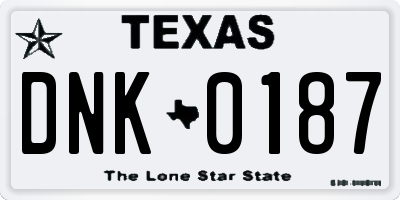 TX license plate DNK0187