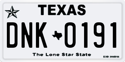 TX license plate DNK0191
