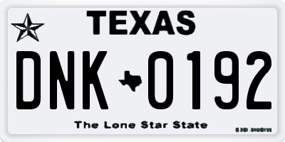 TX license plate DNK0192