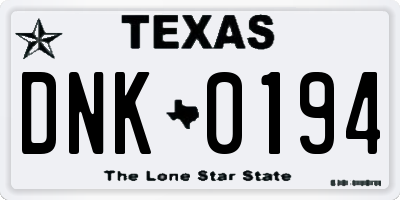 TX license plate DNK0194
