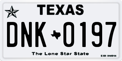 TX license plate DNK0197
