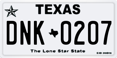 TX license plate DNK0207