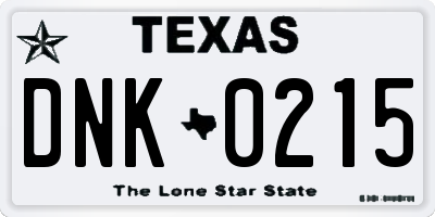 TX license plate DNK0215