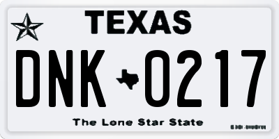TX license plate DNK0217