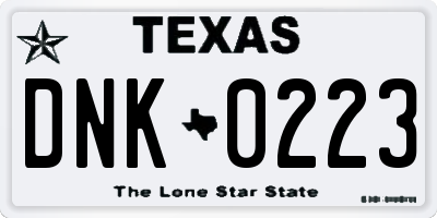 TX license plate DNK0223