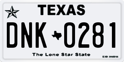 TX license plate DNK0281