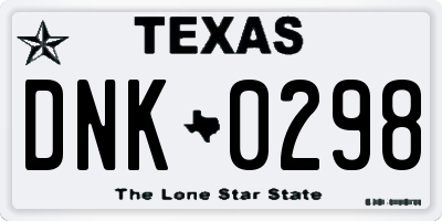TX license plate DNK0298