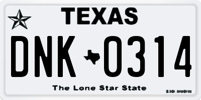 TX license plate DNK0314