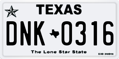TX license plate DNK0316