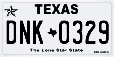 TX license plate DNK0329