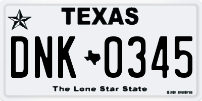 TX license plate DNK0345