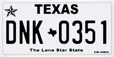 TX license plate DNK0351