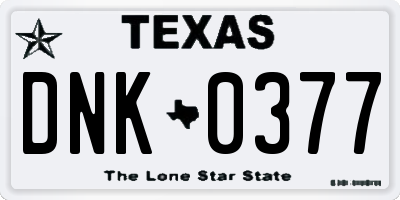 TX license plate DNK0377