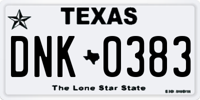 TX license plate DNK0383