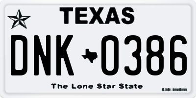 TX license plate DNK0386