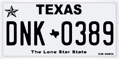 TX license plate DNK0389
