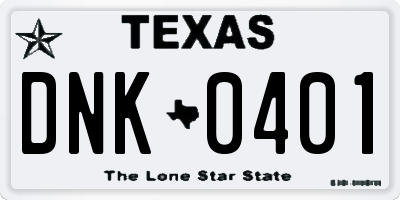 TX license plate DNK0401