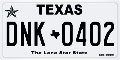 TX license plate DNK0402
