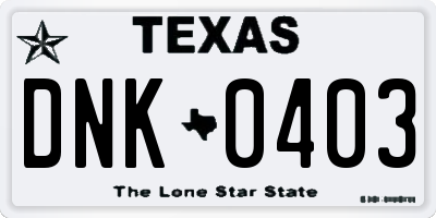 TX license plate DNK0403