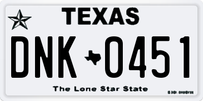 TX license plate DNK0451