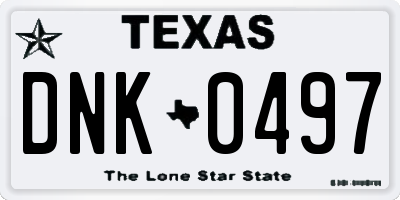 TX license plate DNK0497
