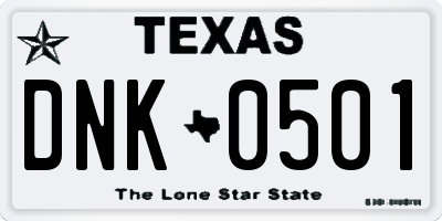 TX license plate DNK0501