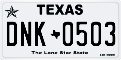 TX license plate DNK0503