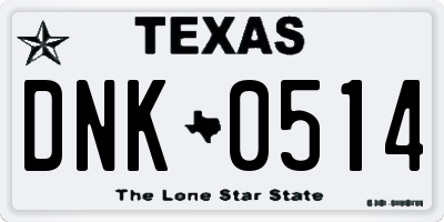 TX license plate DNK0514