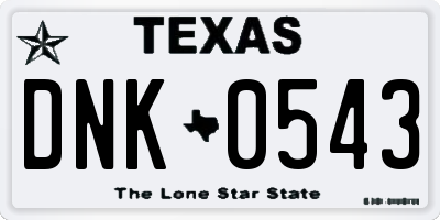 TX license plate DNK0543