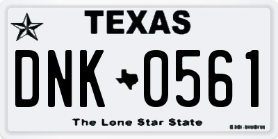 TX license plate DNK0561