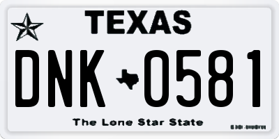 TX license plate DNK0581