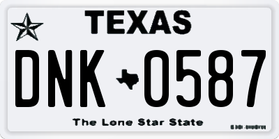 TX license plate DNK0587