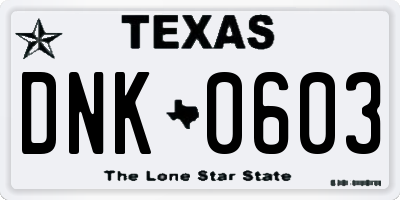 TX license plate DNK0603